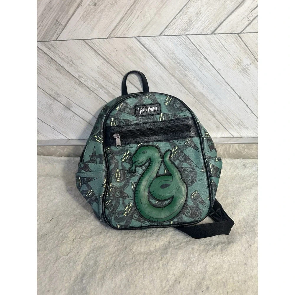 LOUNGEFLY HARRY POTTER SLYTHERIN SNAKE GREEN BLACK MINI BACKPACK BAG UNISEX